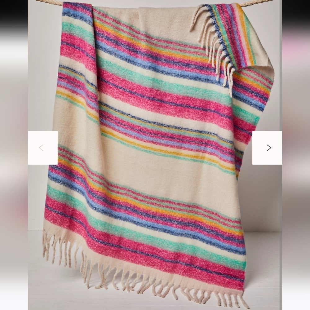Free People Fringe Throw Skye Stripe Blanket